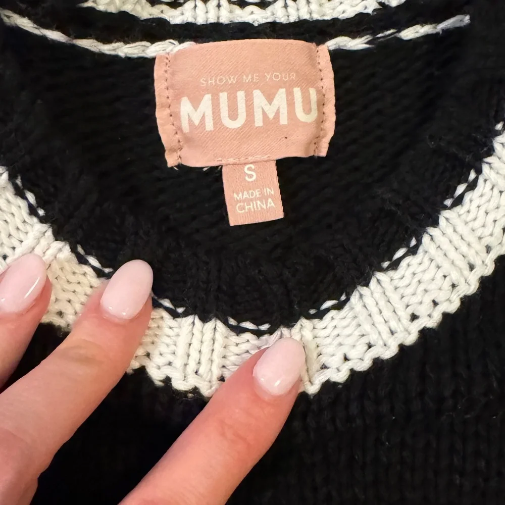 NWOT Show Me Your Mumu Black & White Ski Sweater - Picture 6 of 7